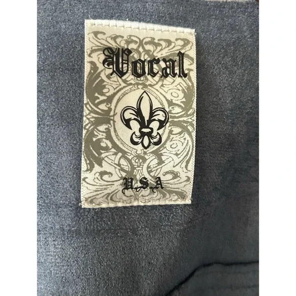 Women's Vocal USA Gray Suede Fringe Open Vest Size XL Western Boho Festival - Picture 2 of 4